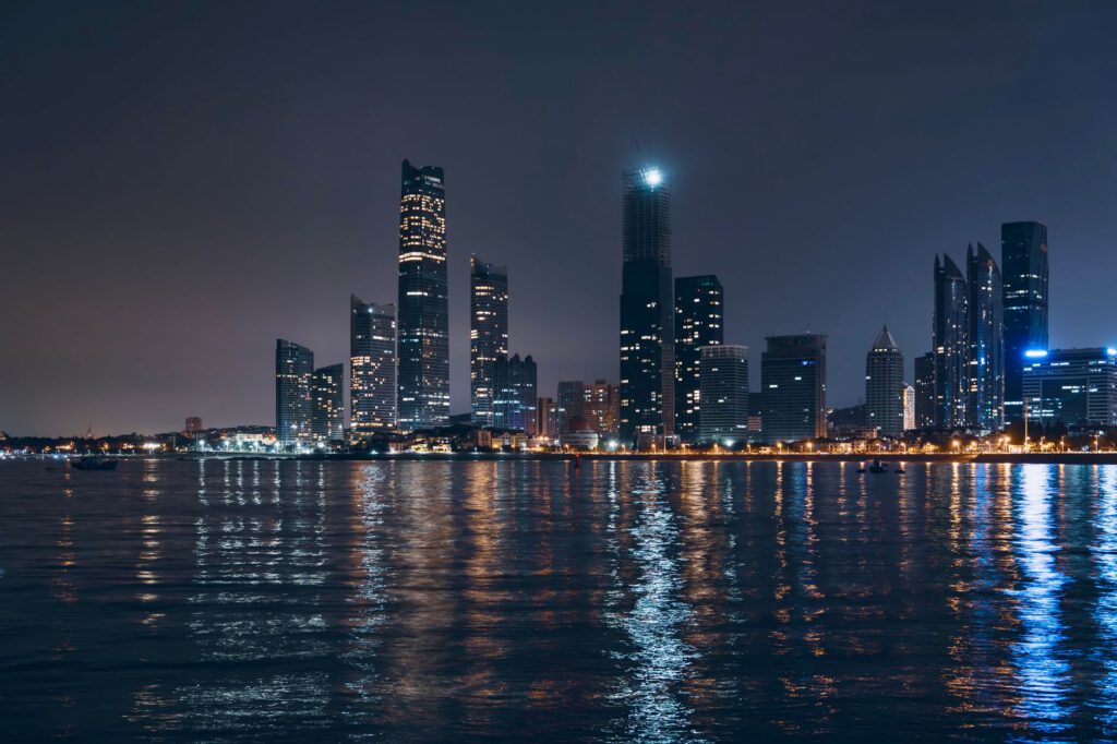 Panorama de capitales du monde au coucher du soleil — Photo: Siyuan Zhao
